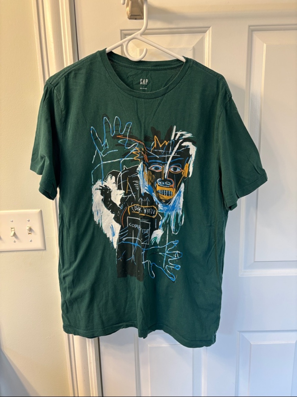 GAP Forest Green Abstract Face Graphic Tee